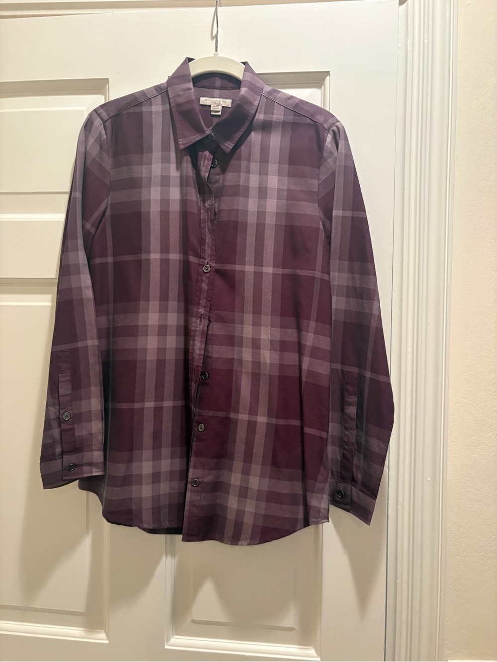 Burberry Purple Plaid Button-Down Shirt